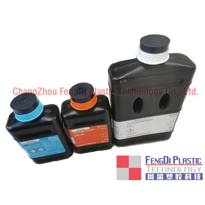 Botella negra de HDPE de 2 litros para empaque de tampón de lavado concentrado ABBOTT Alinity I-series